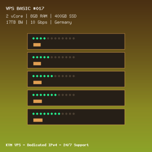 VPS Basic 017 - 2 CORES / 8GB RAM / 400GB SSD - Germany VPS Basic 017 - 2 CORES / 8GB RAM / 400GB SSD - Germany