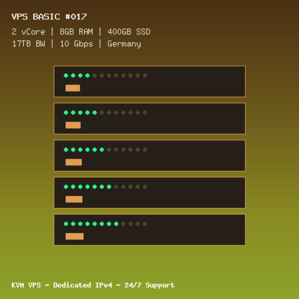 VPS Basic 017 - 2 CORES / 8GB RAM / 400GB SSD - Germany