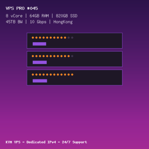 VPS Pro 045 - 8 CORES / 64GB RAM / 820GB SSD - HongKong