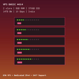 VPS Basic 014 - 2 CORES / 8GB RAM / 370GB SSD - India VPS Basic 014 - 2 CORES / 8GB RAM / 370GB SSD - India