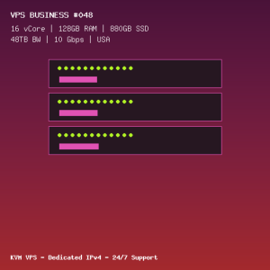 VPS Business 048 - 16 CORES / 128GB RAM / 880GB SSD - USA VPS Business 048 - 16 CORES / 128GB RAM / 880GB SSD - USA