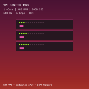 VPS Starter 006 - 1 CORE / 4GB RAM / 80GB SSD - USA