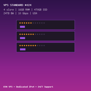 VPS Standard 024 - 4 CORES / 16GB RAM / 470GB SSD - USA