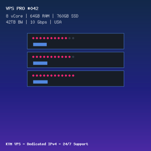 VPS Pro 042 - 8 CORES / 64GB RAM / 760GB SSD - USA